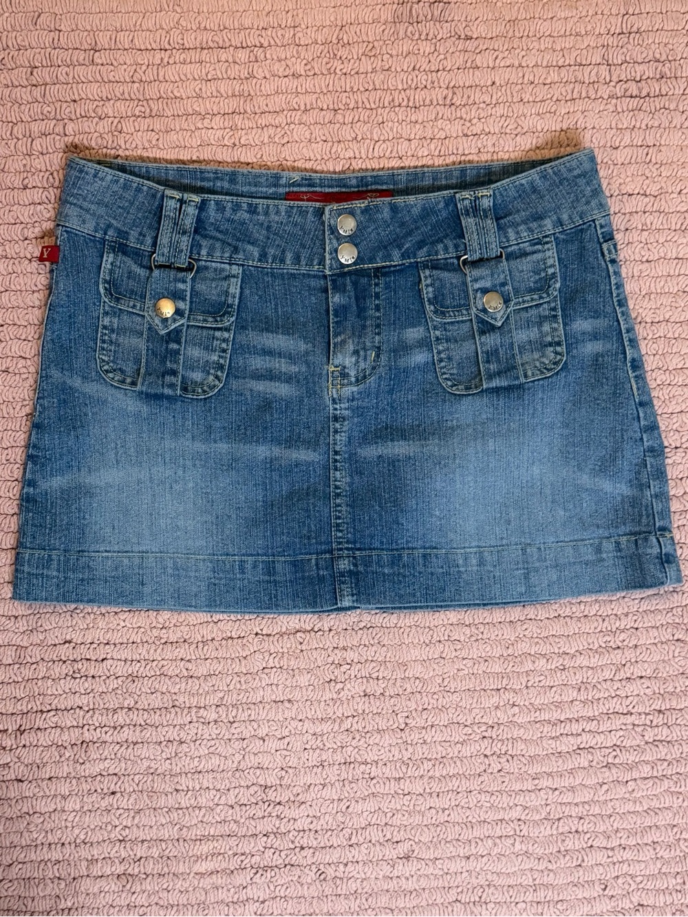 YMI Blue Denim Pocket-Front Mini Skirt